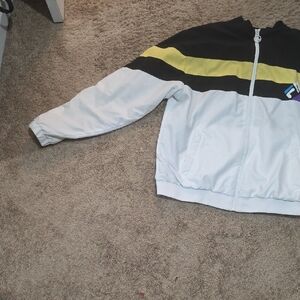 Men L White and Black Fila Jacket